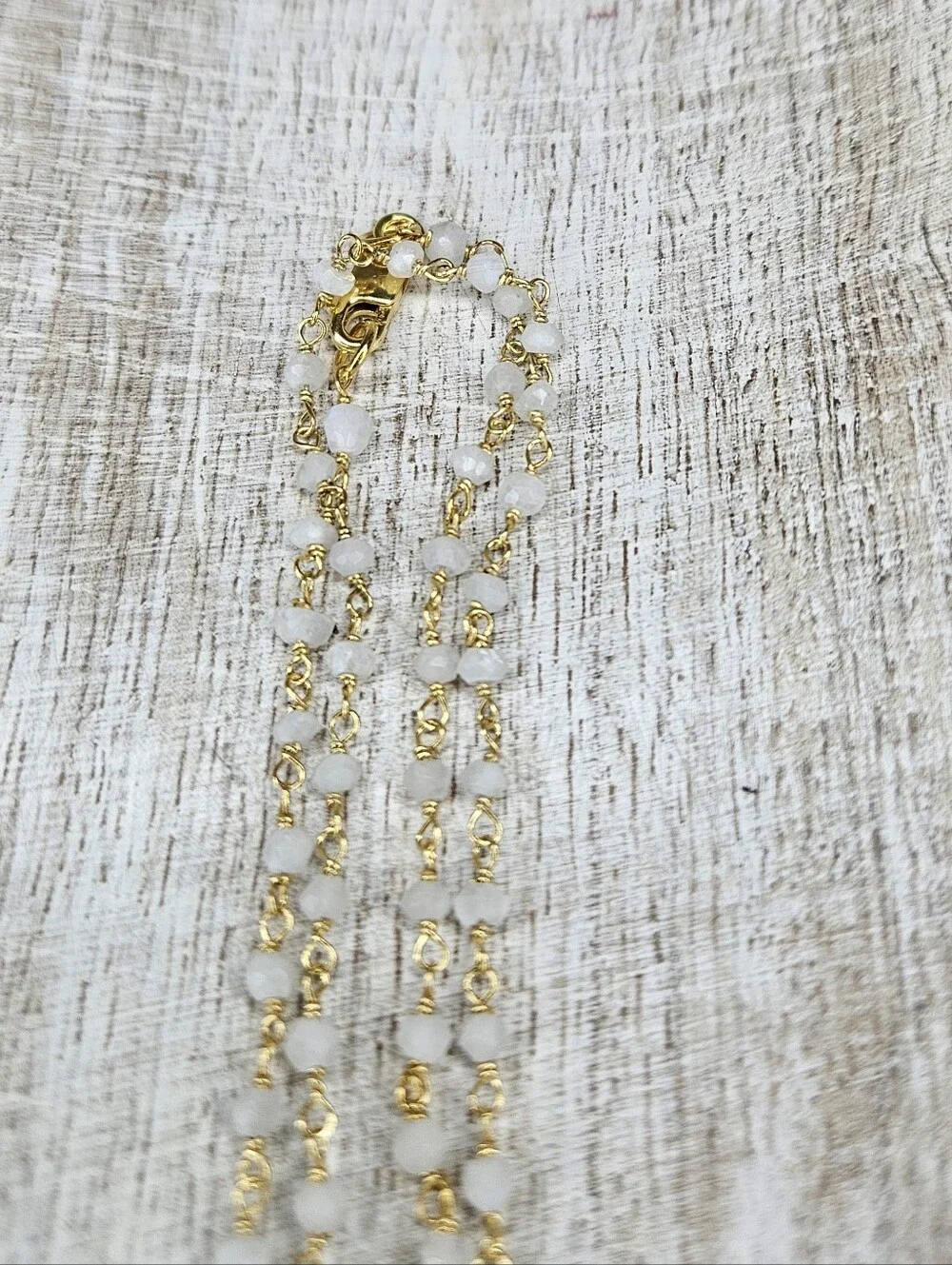 18k Gold Vermeil Moonstone Choker Necklace 16
